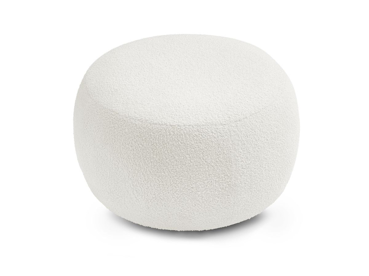 Canapé droit convertible coffre ENVY tissu bouclette doux avec pouf rond