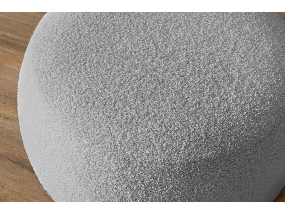 Canapé droit convertible coffre ENVY tissu bouclette doux avec pouf rond