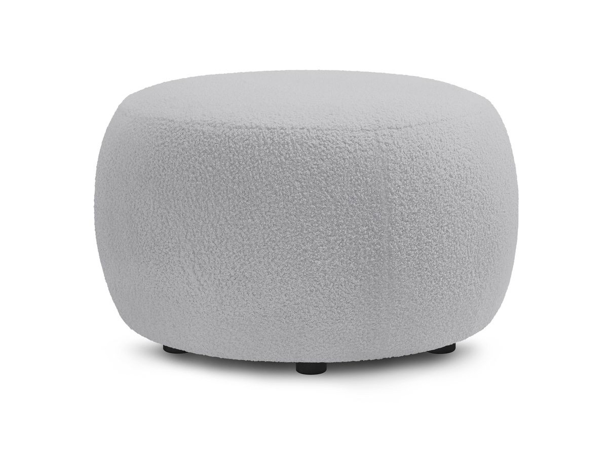 Canapé droit convertible coffre ENVY tissu bouclette doux avec pouf rond