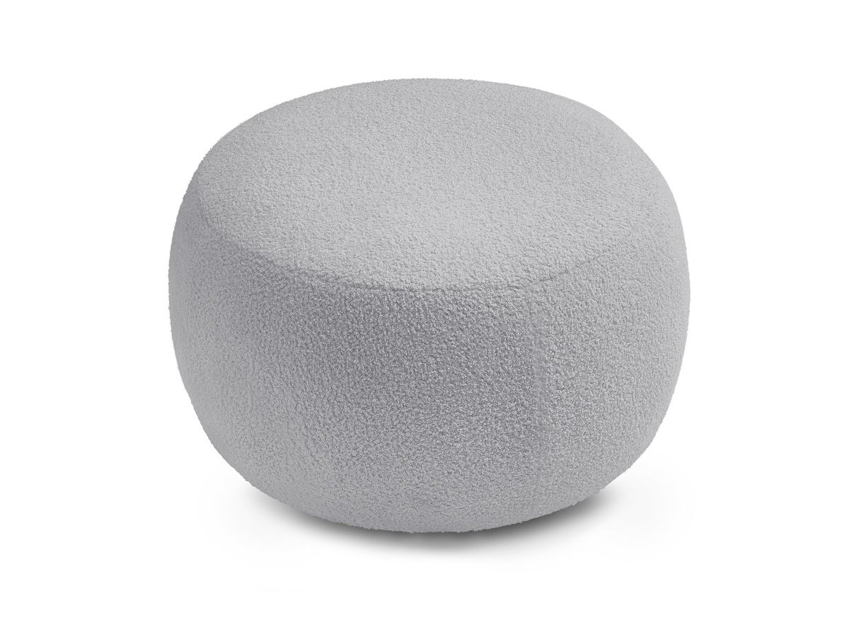 Canapé droit convertible coffre ENVY tissu bouclette doux avec pouf rond
