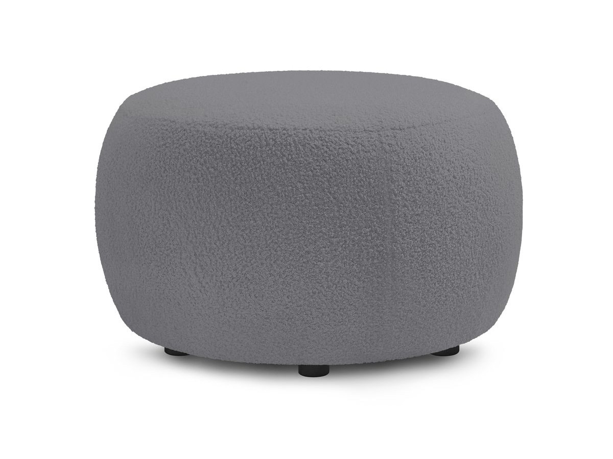 Canapé droit convertible coffre ENVY tissu bouclette doux avec pouf rond