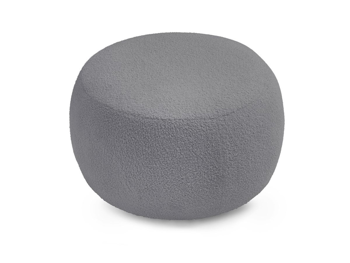 Canapé droit convertible coffre ENVY tissu bouclette doux avec pouf rond