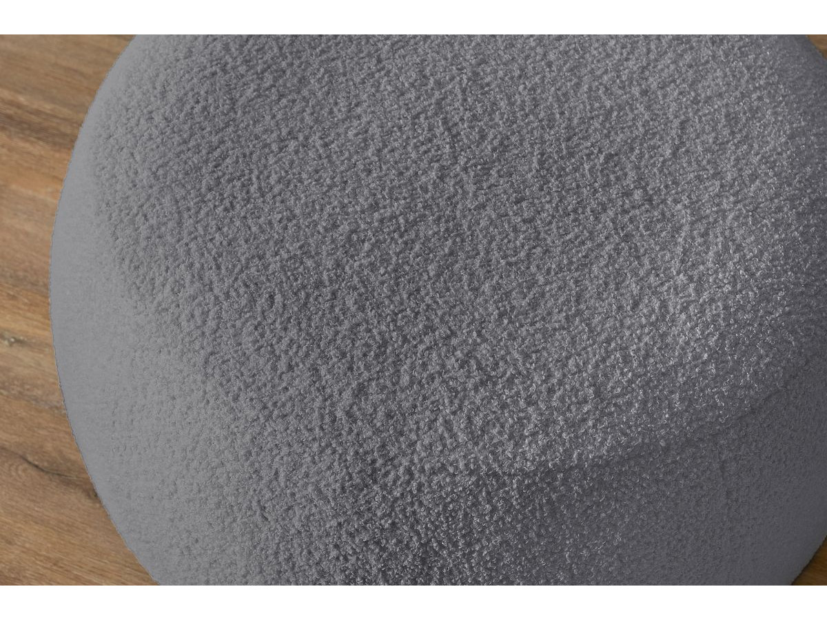 Canapé droit convertible coffre ENVY tissu bouclette doux avec pouf rond