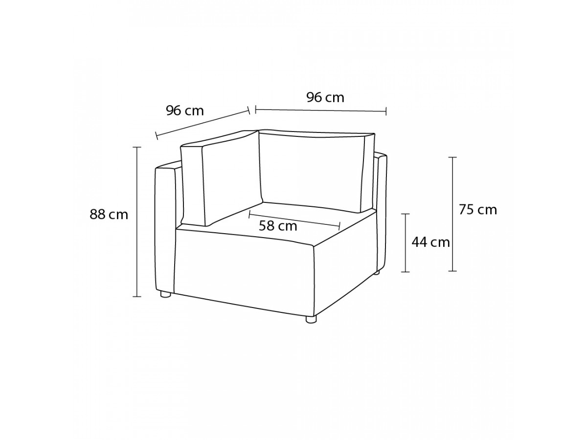 Canapé d'angle fixe EVEREST tissu chiné - Orange - Angle droit - 10 coussins