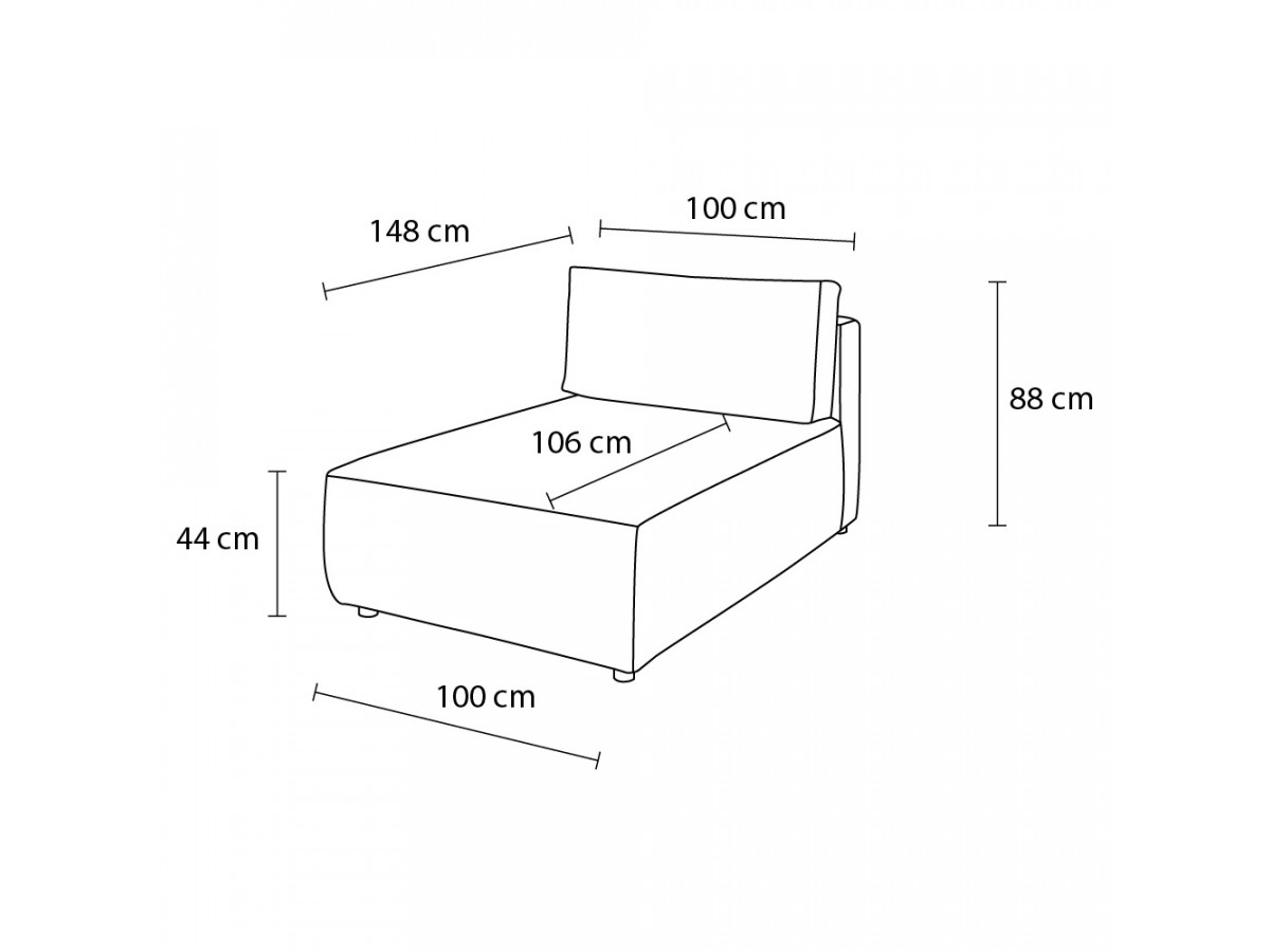 Chaise longue zonder armleuningen voor modulaire NIHAD-bank in corduroystof