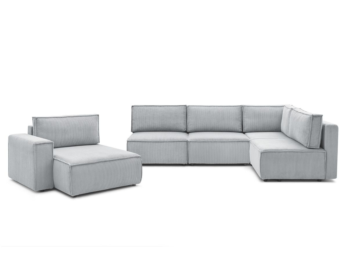 Canapé d'angle fixe modulable XL NIHAD tissu velours côtelé