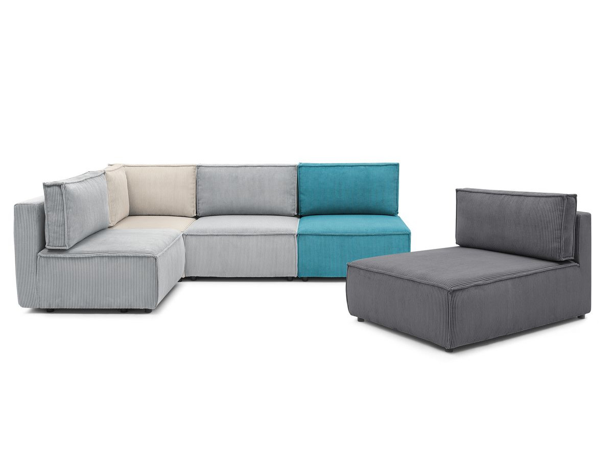 NIHAD 100% modulaire vaste hoekbank in corduroy stof met 3 fauteuils, 1 hoek en 1 chaise longue