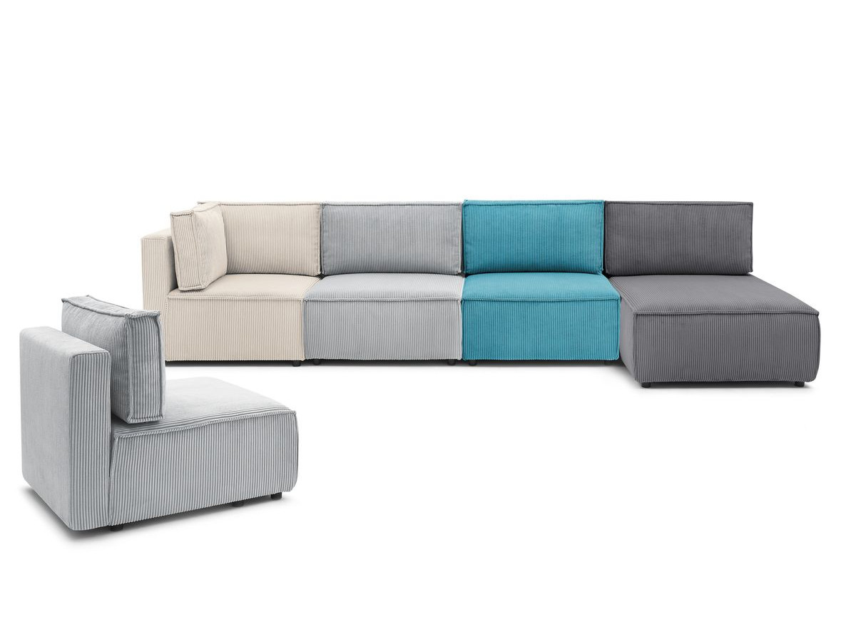 NIHAD 100% modulaire vaste hoekbank in corduroy stof met 3 fauteuils, 1 hoek en 1 chaise longue