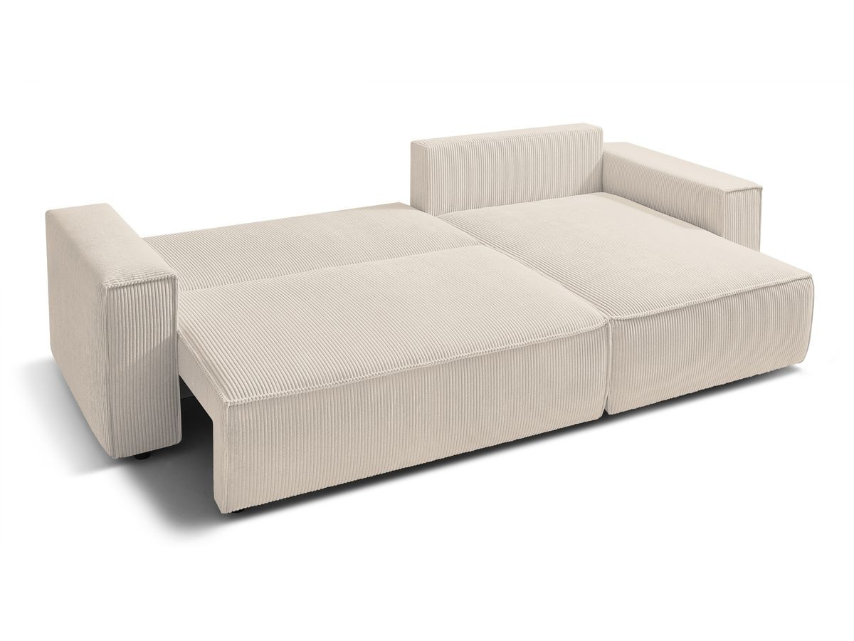 Canapé d'angle réversible convertible coffre NIHAD velours côtelé avec pouf