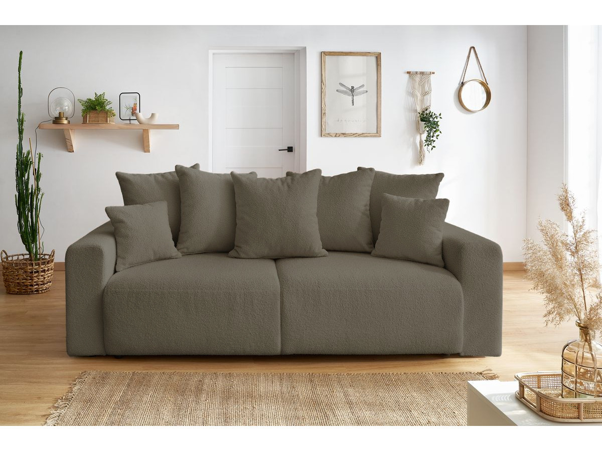 Canapé droit convertible coffre ENVY bouclette doux marron — vue 5