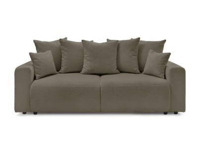 Canapé droit convertible coffre ENVY tissu bouclette doux avec pouf rectangulaire