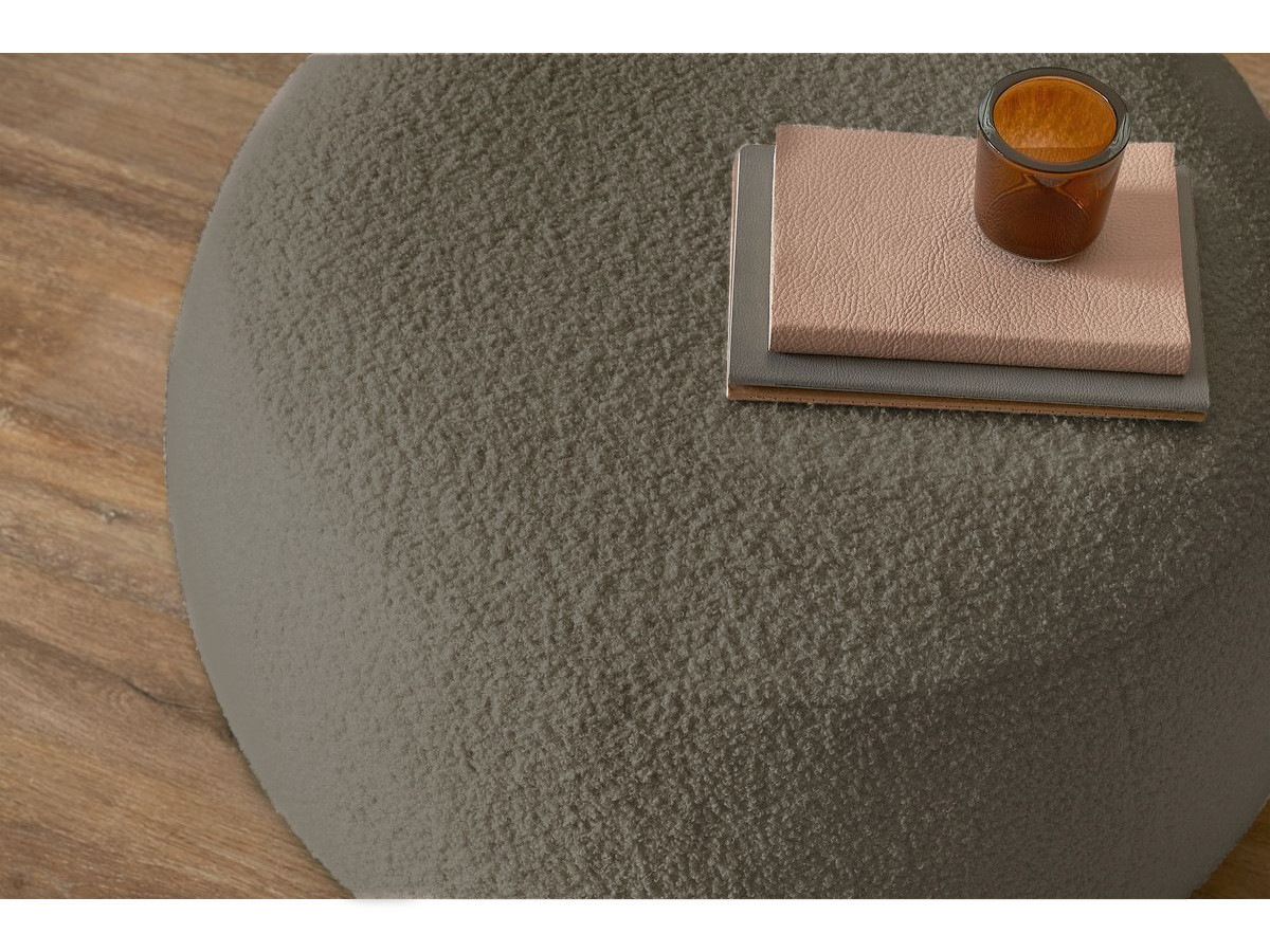 Canapé droit convertible coffre ENVY bouclette doux avec pouf rond marron — vue 5