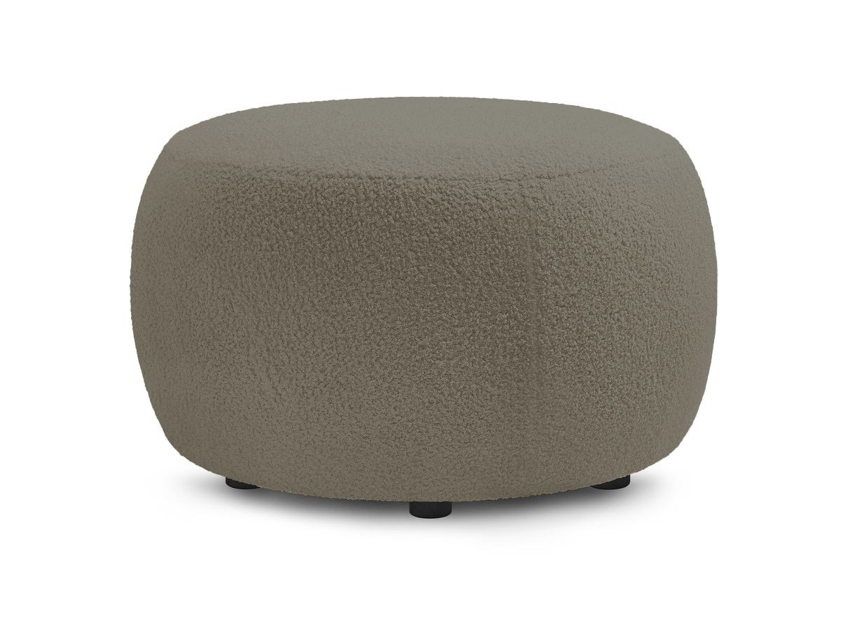 Canapé droit convertible coffre ENVY tissu bouclette doux avec pouf rond
