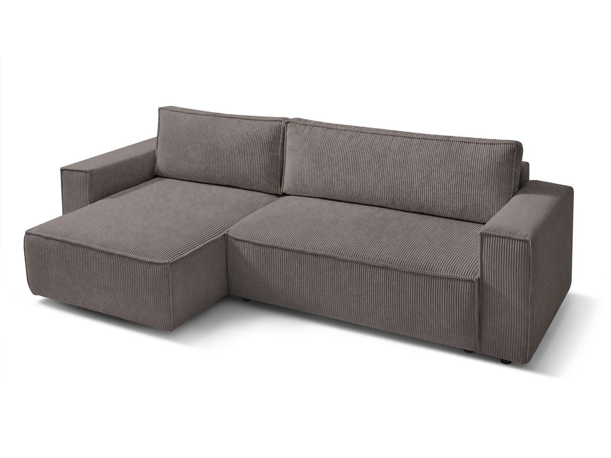 Canapé d'angle réversible convertible coffre NIHAD velours côtelé