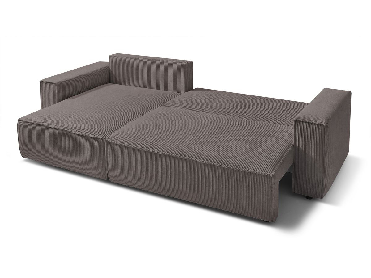 Canapé d'angle réversible convertible coffre NIHAD velours côtelé