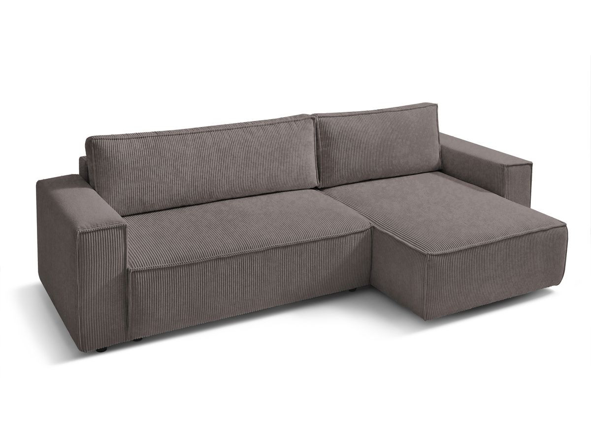 Canapé d'angle réversible convertible coffre NIHAD velours côtelé
