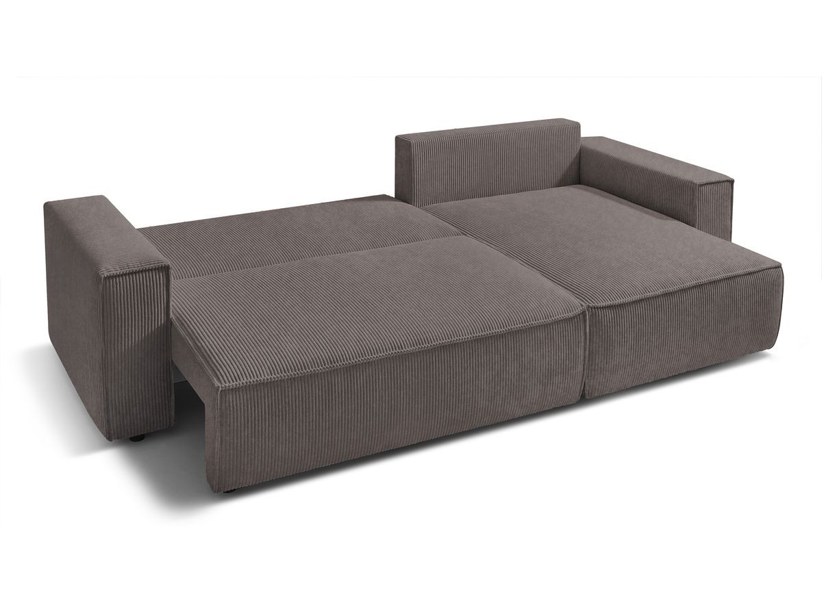 Canapé d'angle réversible convertible coffre NIHAD velours côtelé