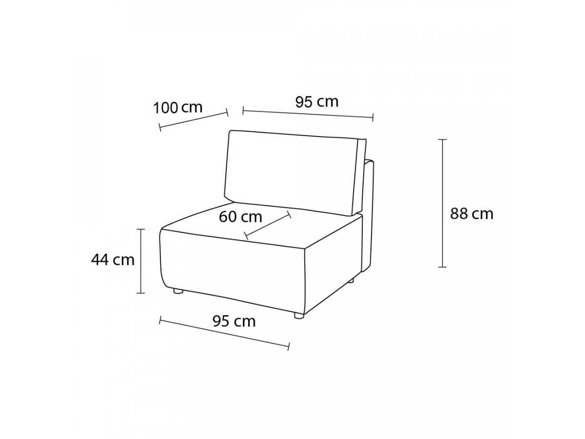 Chauffeuse 1 place pour canapé modulable NIHAD tissu velours côtelé