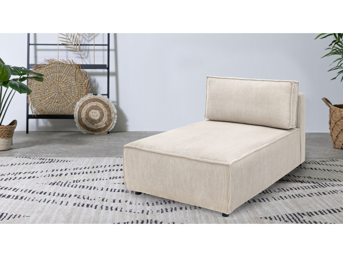 Méridienne sans accoudoir pour canapé modulable NIHAD tissu velours côtelé beige   BOBOCHIC 1 places