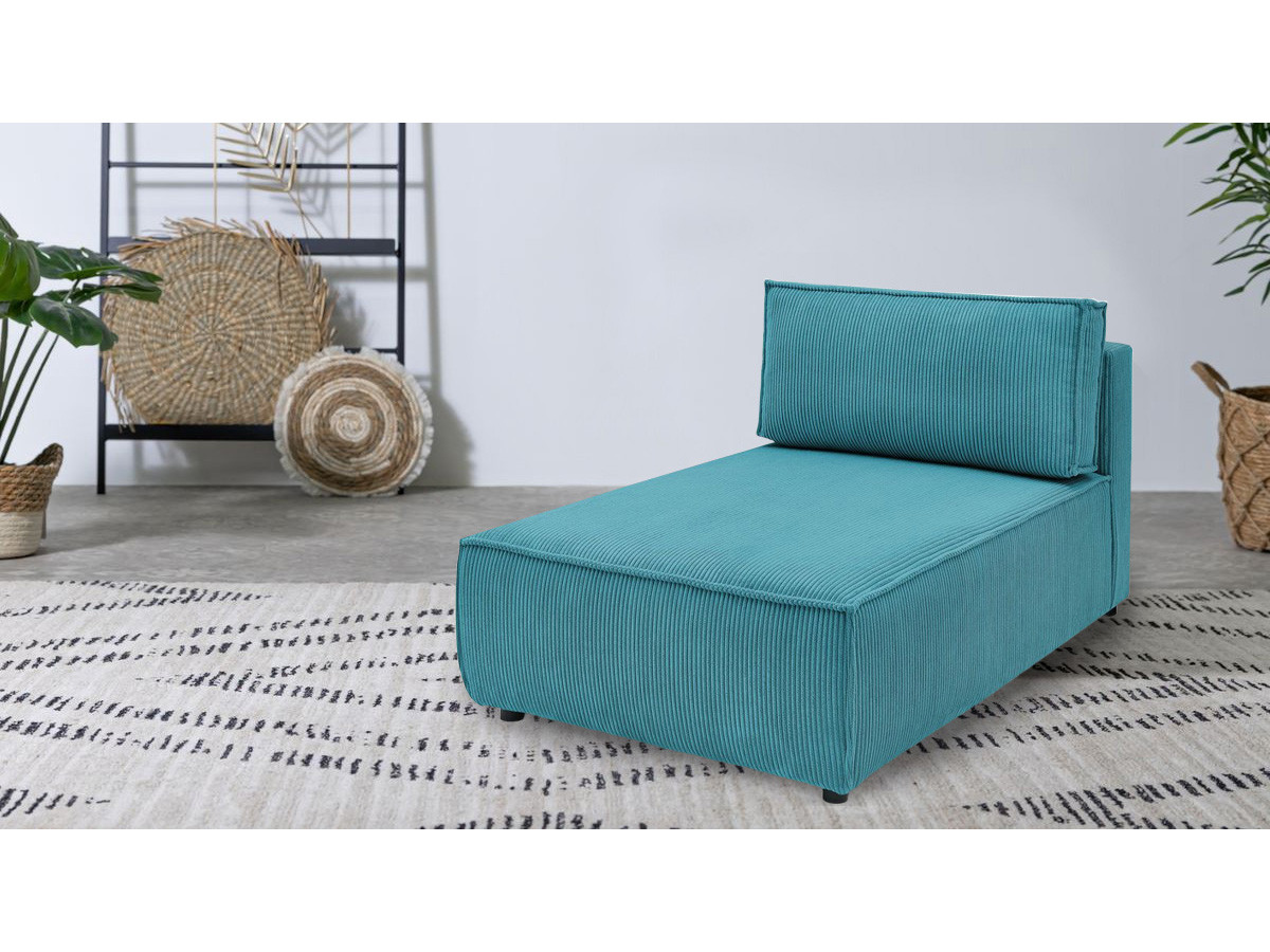 Méridienne sans accoudoir pour canapé modulable NIHAD tissu velours côtelé bleu clair   BOBOCHIC 1 places