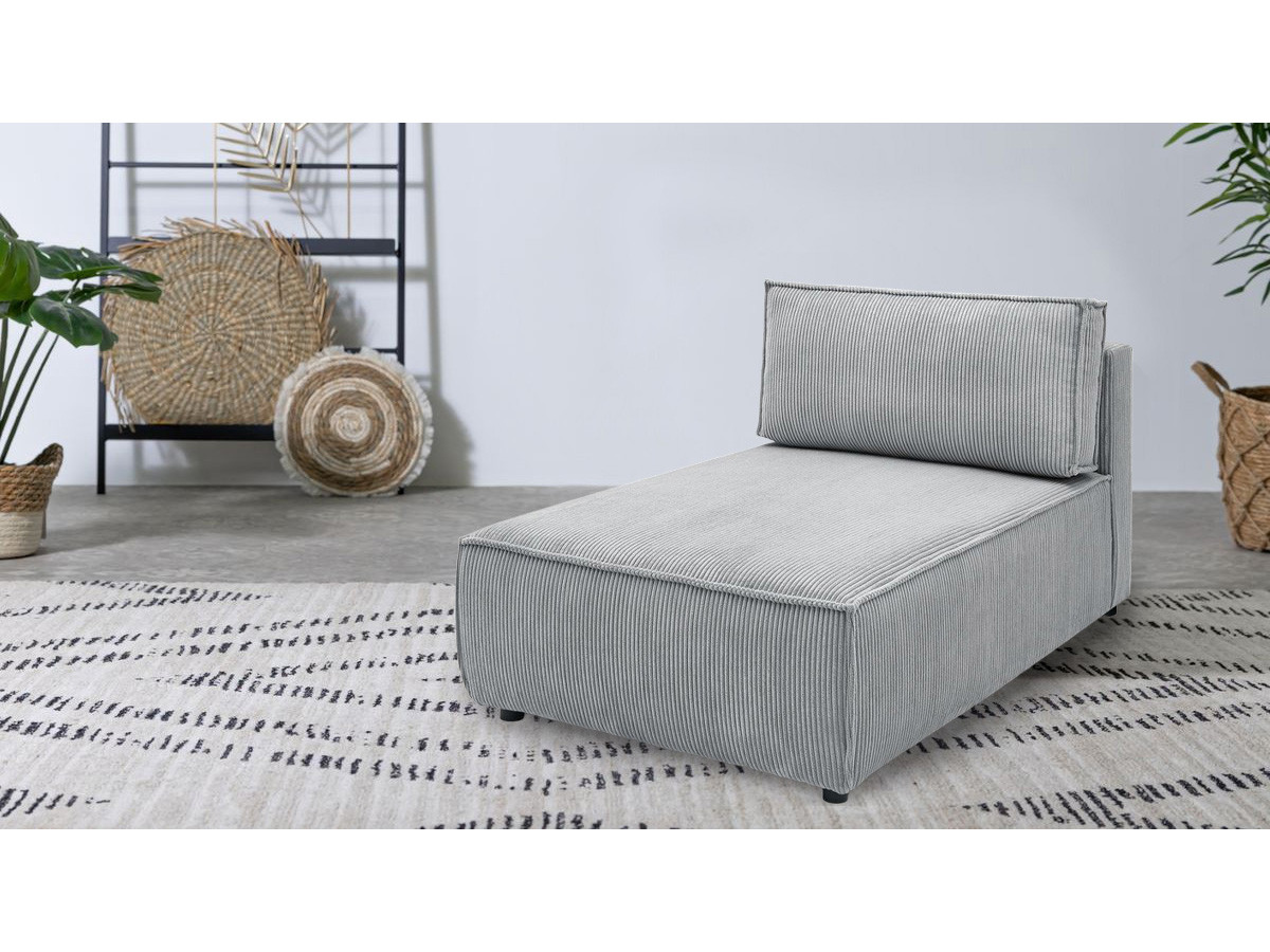 Méridienne sans accoudoir pour canapé modulable NIHAD tissu velours côtelé gris clair   BOBOCHIC 1 places