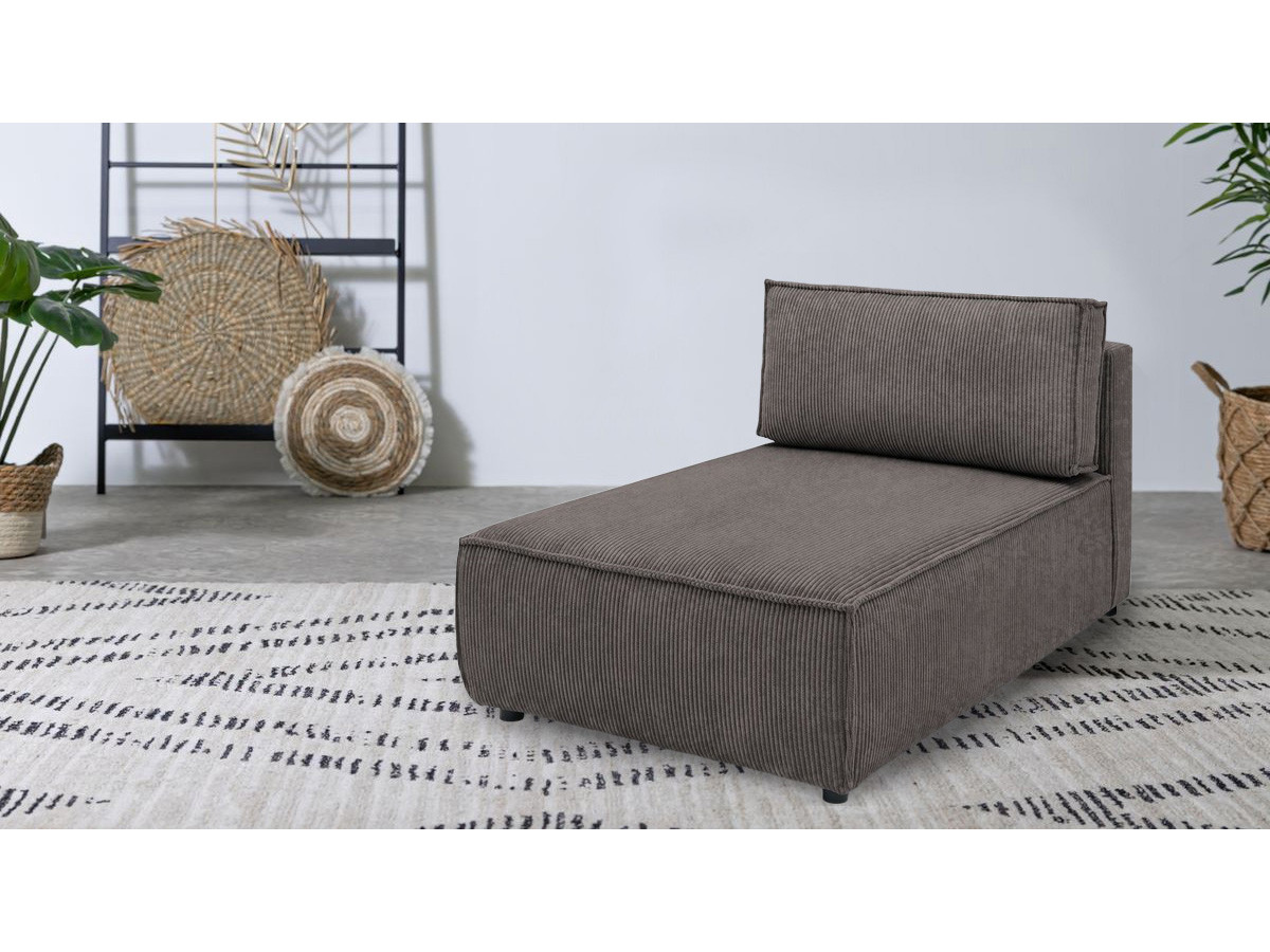 Méridienne sans accoudoir pour canapé modulable NIHAD tissu velours côtelé taupe   BOBOCHIC 1 places