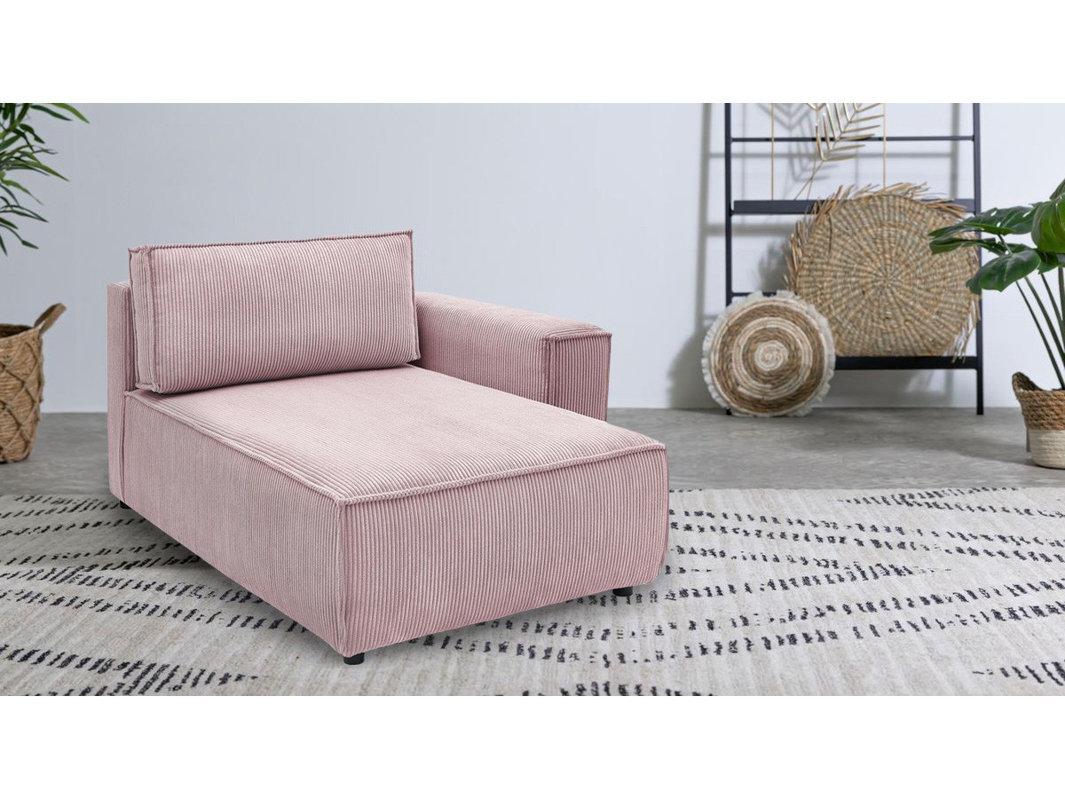 Méridienne avec accoudoir pour canapé modulable NIHAD tissu velours côtelé