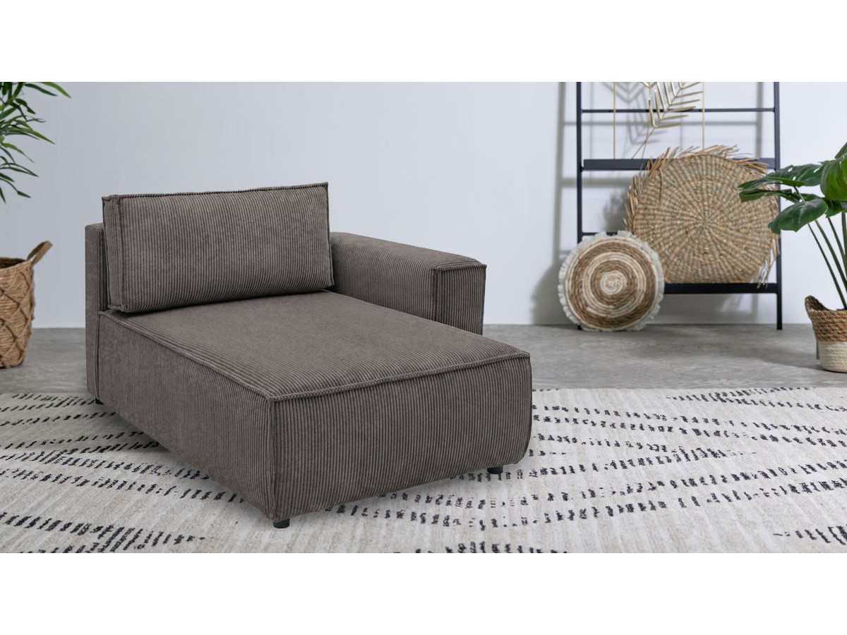 Méridienne avec accoudoir pour canapé modulable NIHAD tissu velours côtelé