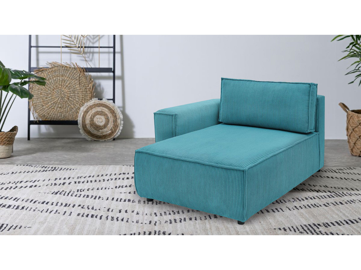Chaise longue met armleuning voor NIHAD modulaire bank in corduroy stof