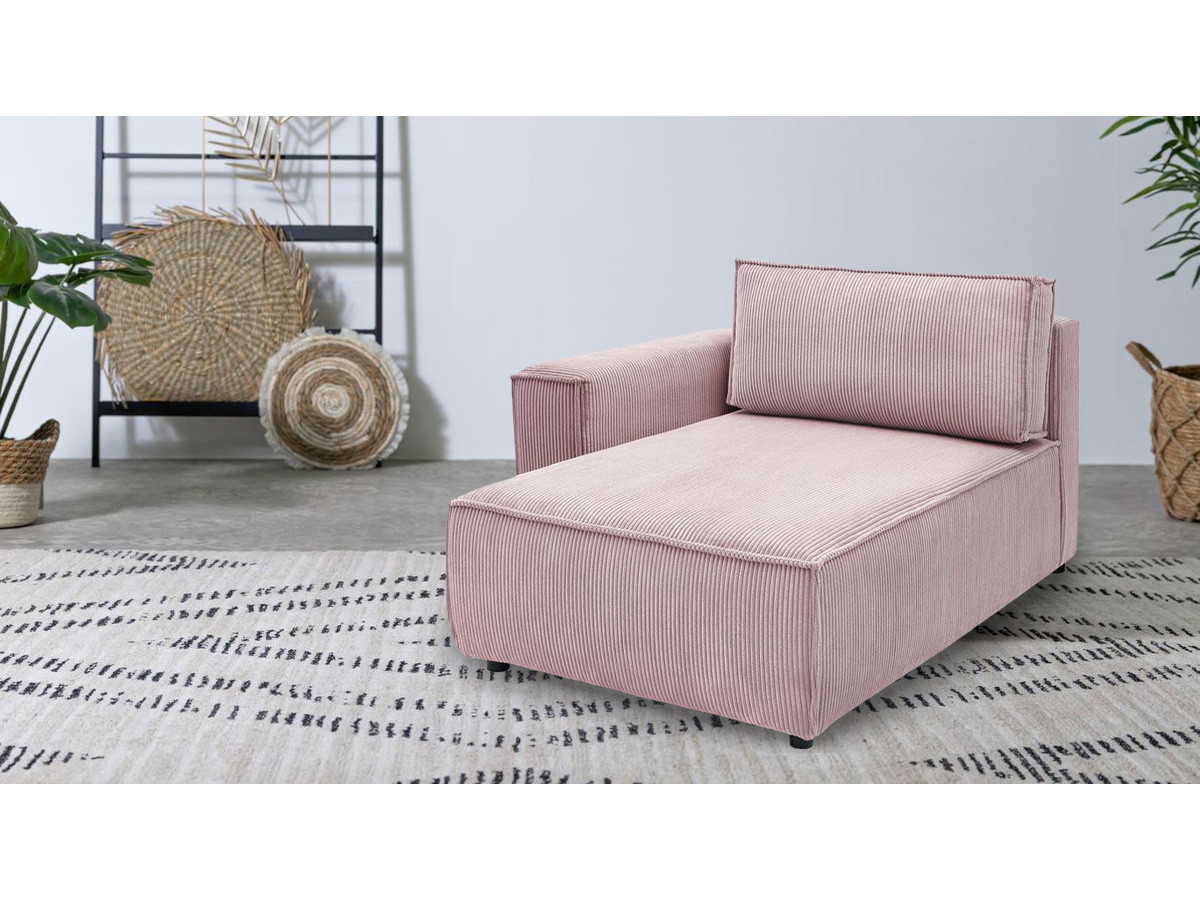 Chaise longue met armleuning voor NIHAD modulaire bank in corduroy stof