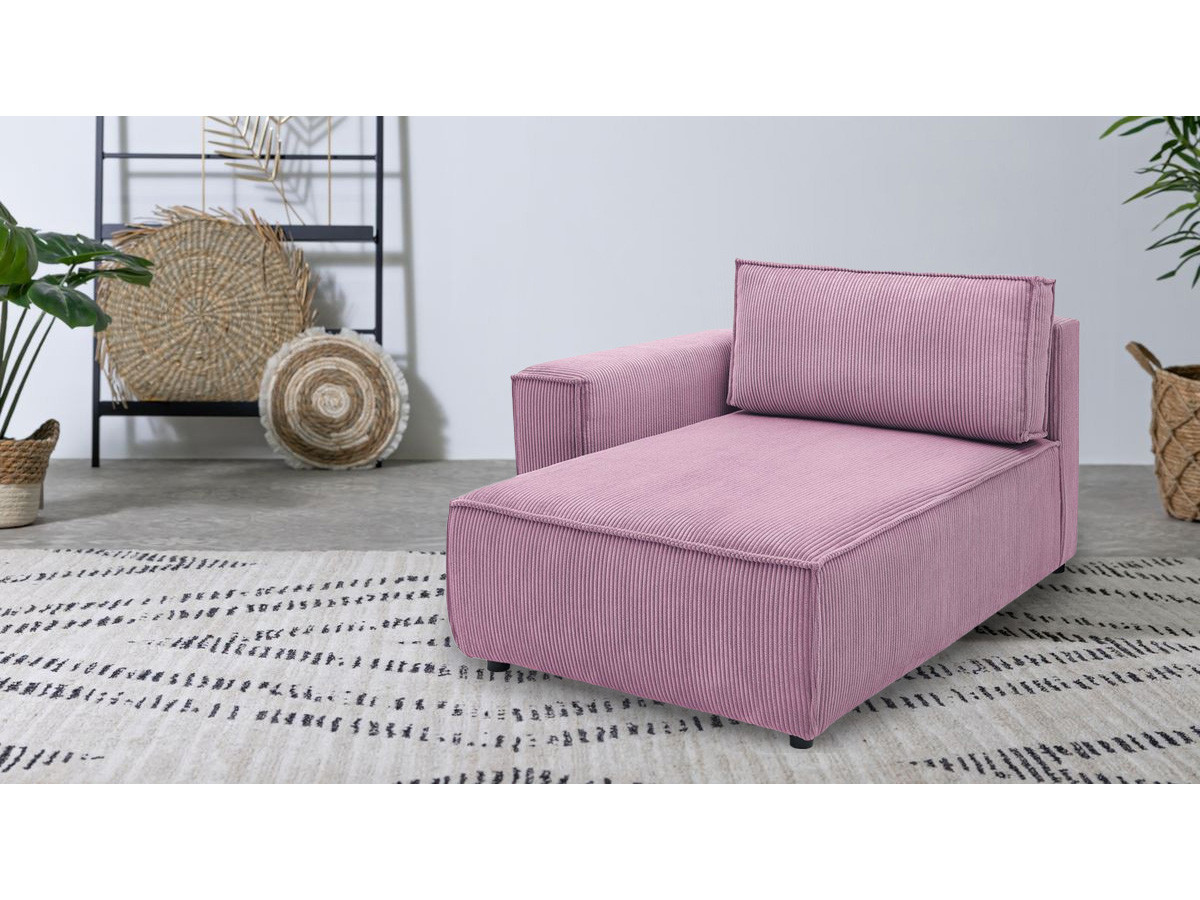 Chaise longue met armleuning voor NIHAD modulaire bank in corduroy stof