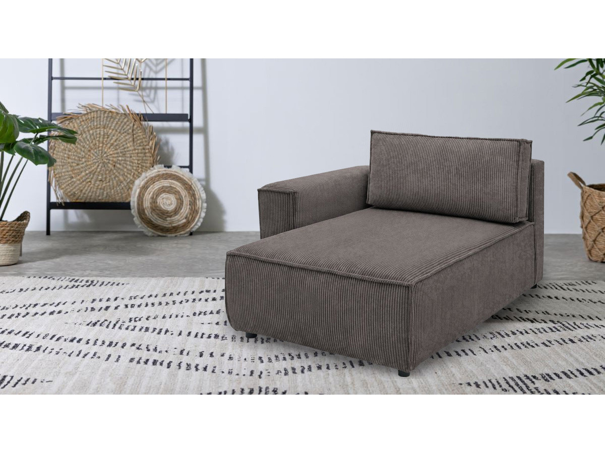 Canapé d'angle fixe EVEREST tissu chiné - Orange - Angle droit - 10 coussins