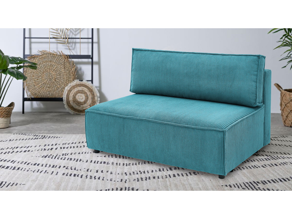 Chauffeuse 2 places sans accoudoir pour canapé modulable NIHAD tissu velours côtelé