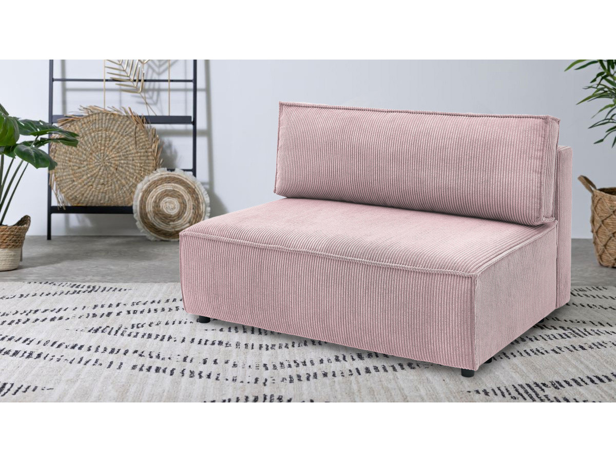 Chauffeuse 2 places sans accoudoir pour canapé modulable NIHAD tissu velours côtelé
