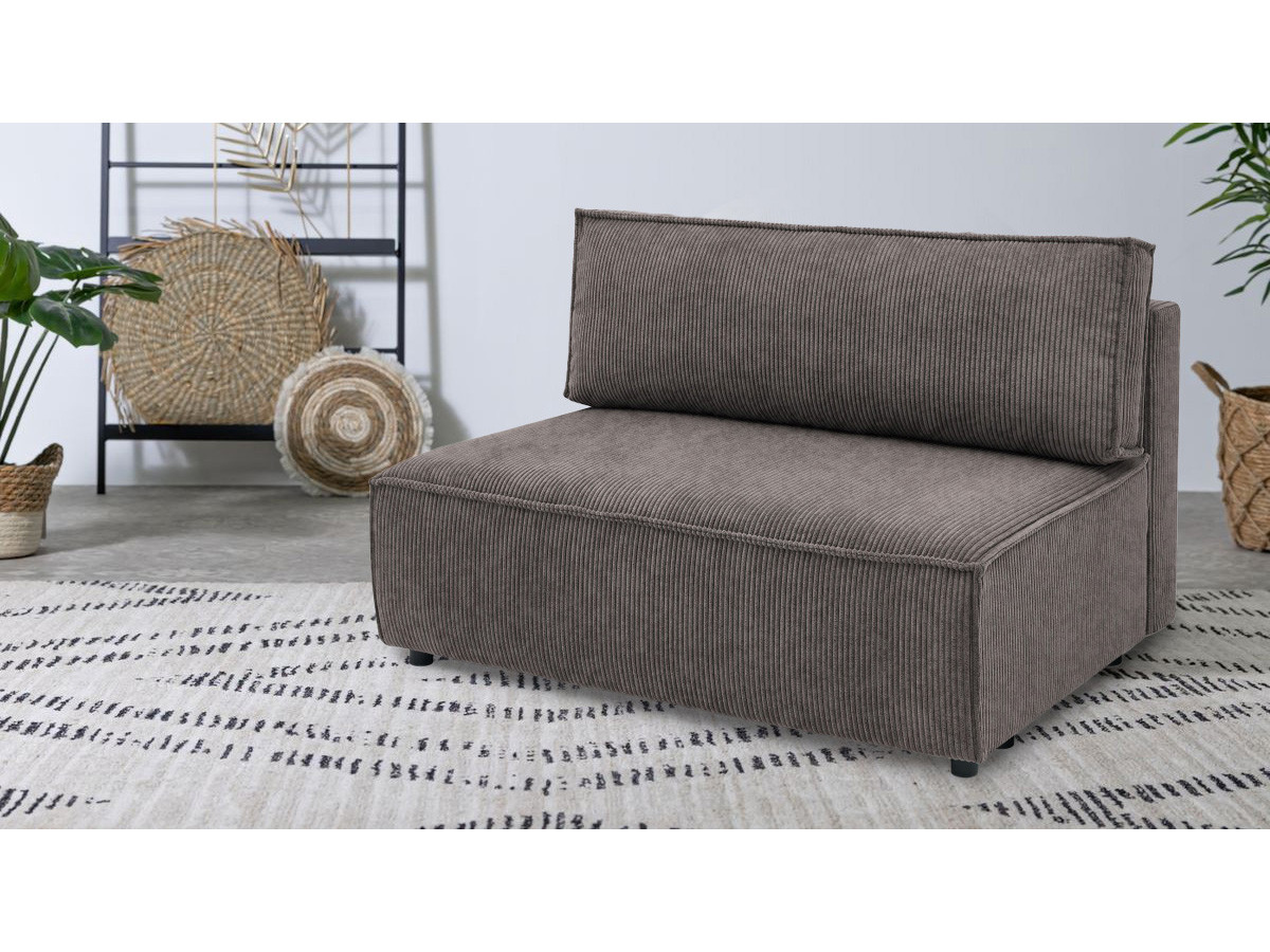 Chauffeuse 2 places sans accoudoir pour canapé modulable NIHAD tissu velours côtelé