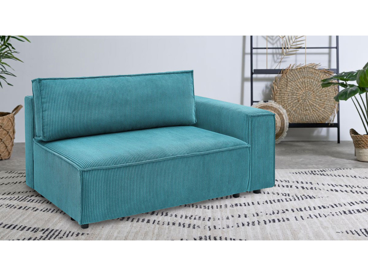 Chauffeuse 2 places avec accoudoir pour canapé modulable NIHAD tissu velours côtelé