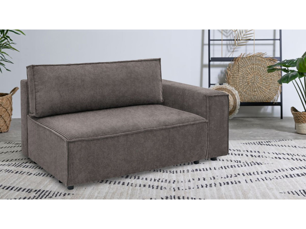 Chauffeuse 2 places avec accoudoir pour canapé modulable NIHAD tissu velours côtelé