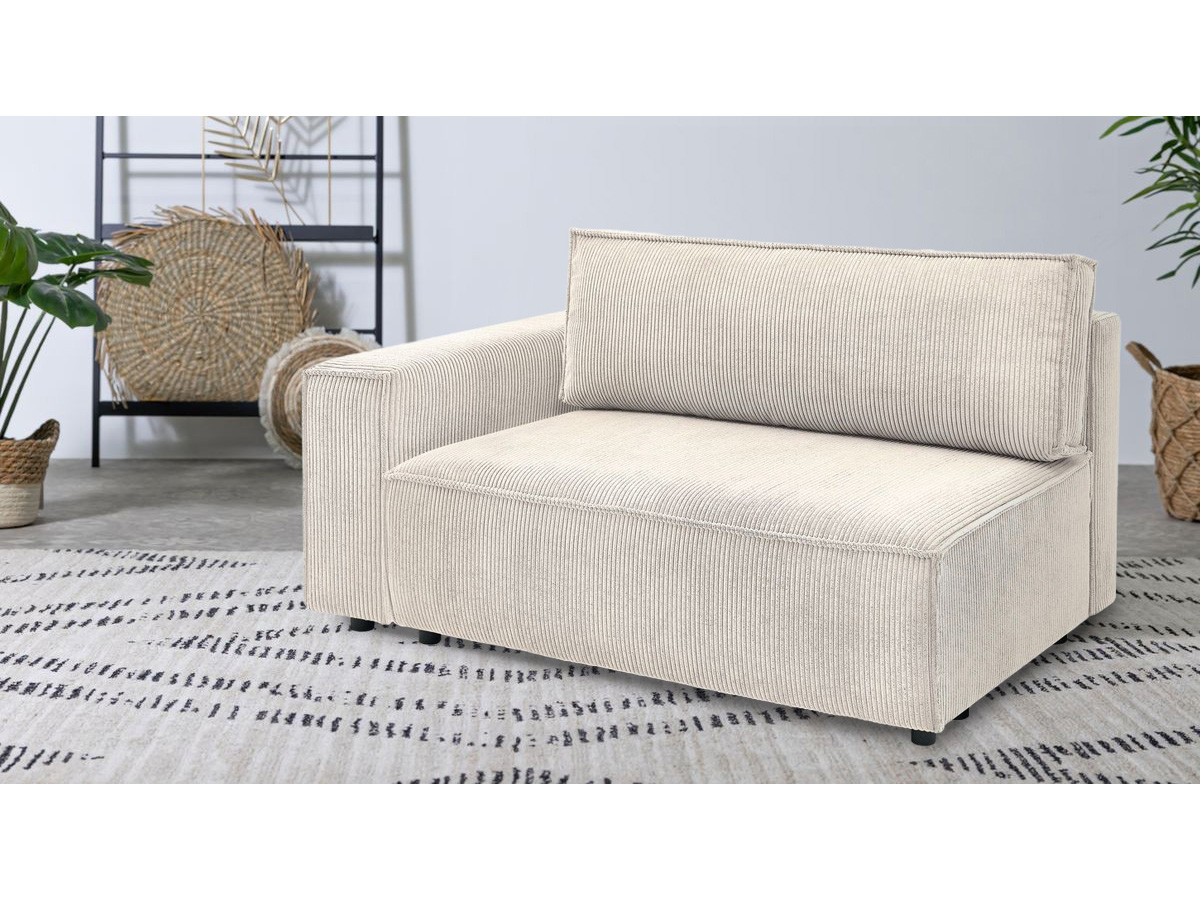 Chauffeuse 2 places avec accoudoir pour canapé modulable NIHAD tissu velours côtelé