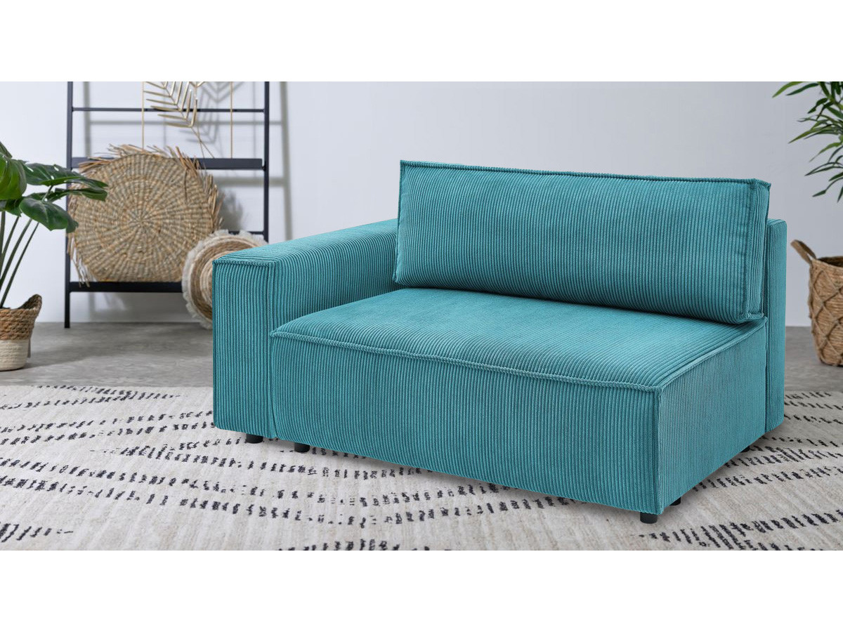 Chauffeuse 2 places avec accoudoir pour canapé modulable NIHAD tissu velours côtelé