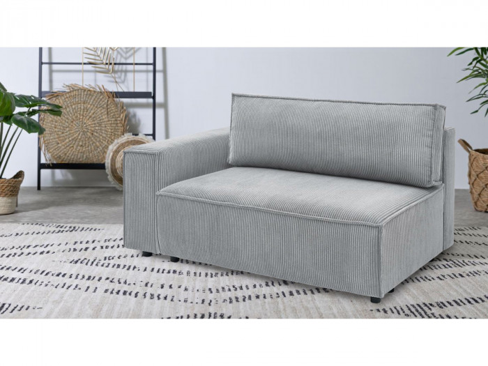 Chauffeuse 2 places avec accoudoir pour canapé modulable NIHAD tissu velours côtelé