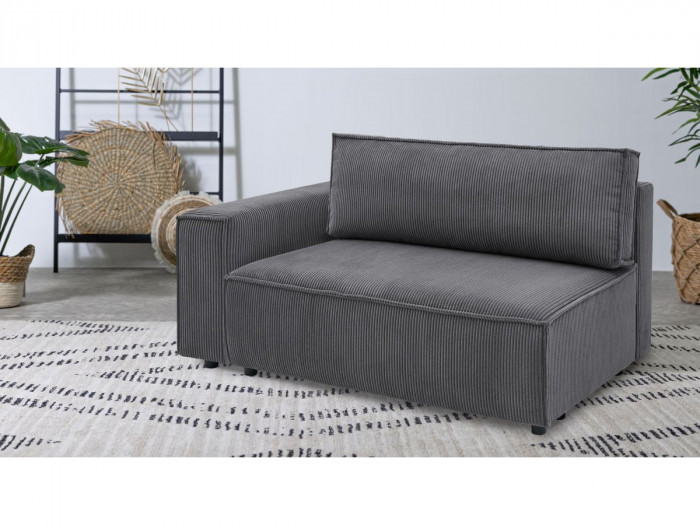 Chauffeuse 2 places avec accoudoir pour canapé modulable NIHAD tissu velours côtelé