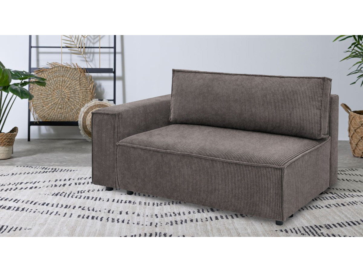 Chauffeuse 2 places avec accoudoir pour canapé modulable NIHAD tissu velours côtelé