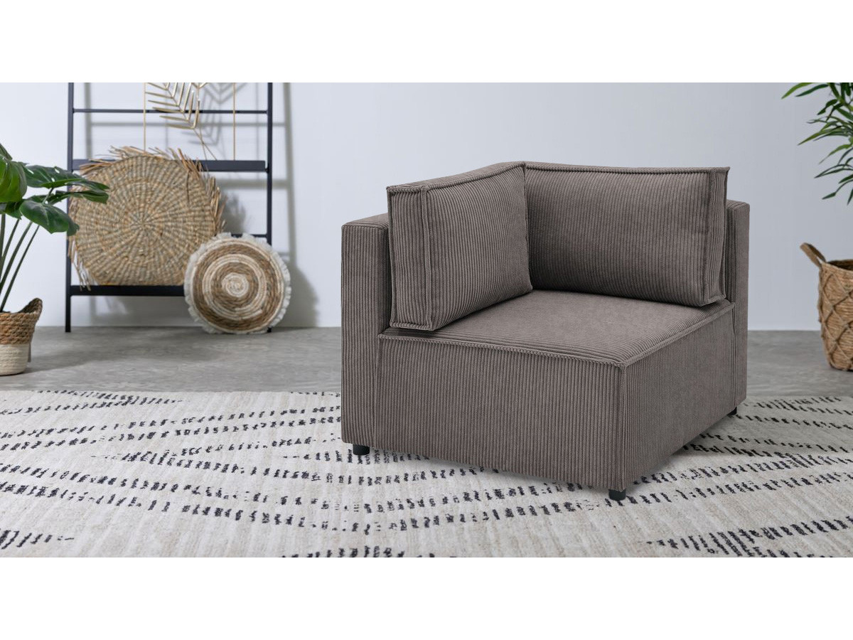 Canapé d'angle fixe EVEREST tissu chiné - Orange - Angle droit - 10 coussins