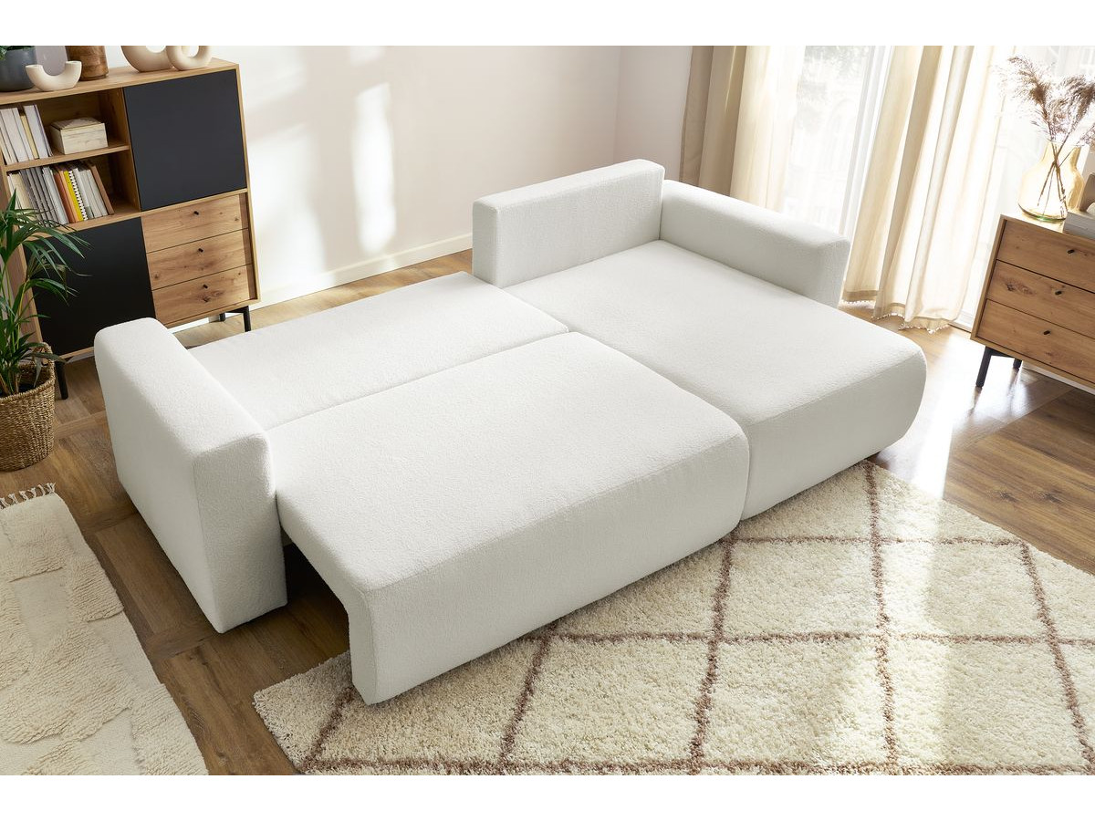 Canapé d'angle réversible convertible coffre ENVY tissu bouclette doux