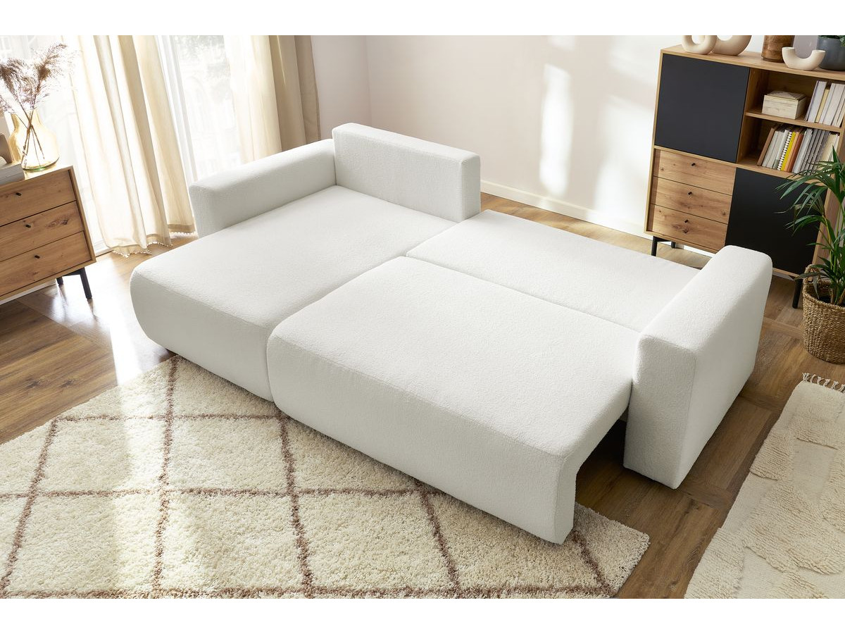 Canapé d'angle réversible convertible coffre ENVY tissu bouclette doux