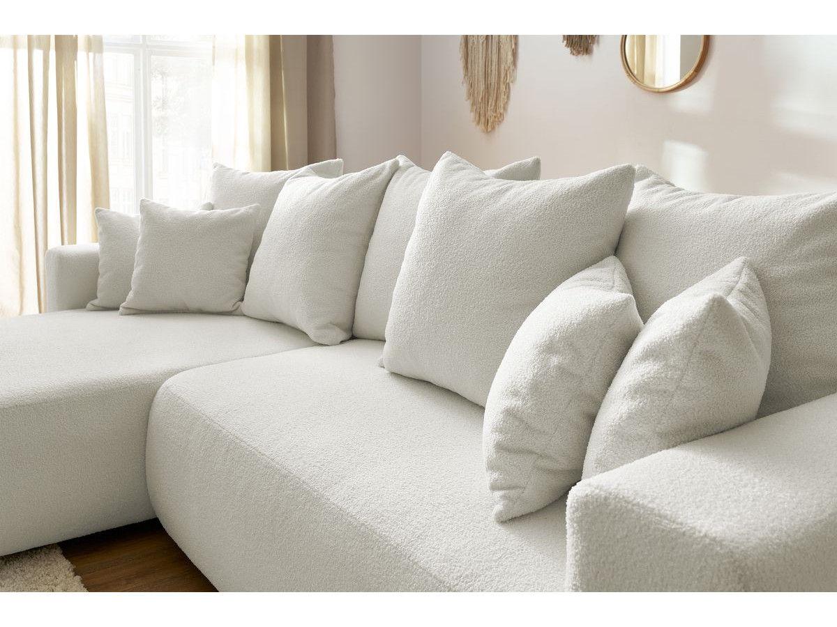 Canapé d'angle réversible convertible coffre ENVY tissu bouclette doux