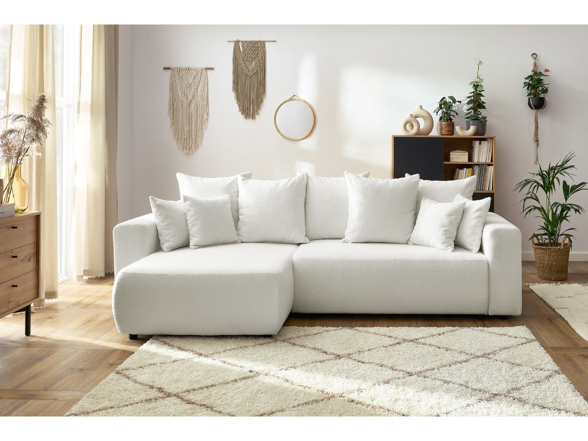 Canapé d'angle réversible convertible coffre ENVY bouclette doux blanc — vue 5