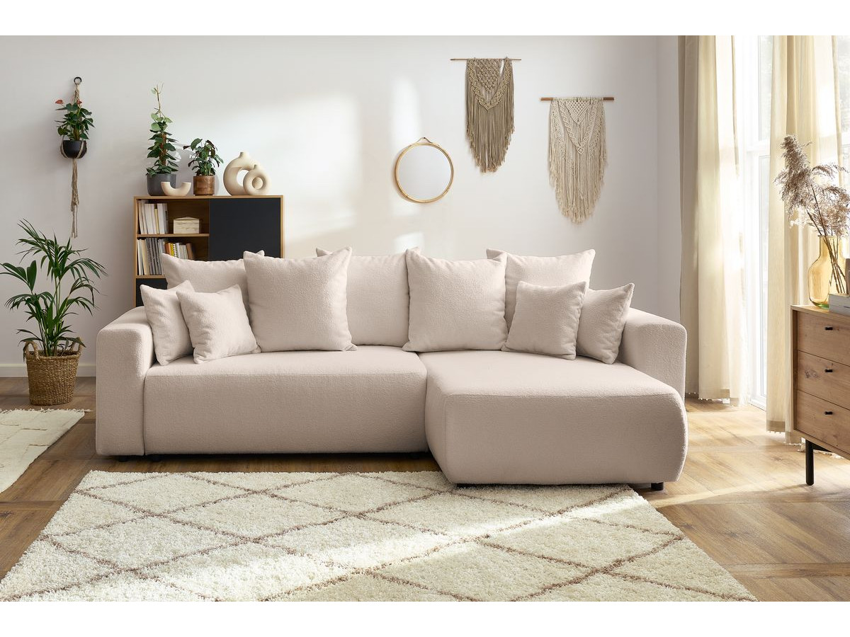 Canapé d'angle réversible convertible coffre ENVY bouclette doux beige — vue 5