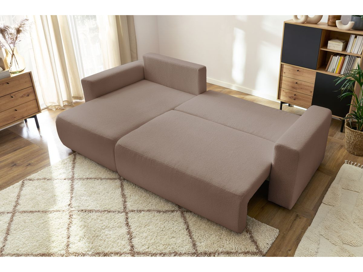 Canapé d'angle réversible convertible coffre ENVY tissu bouclette doux