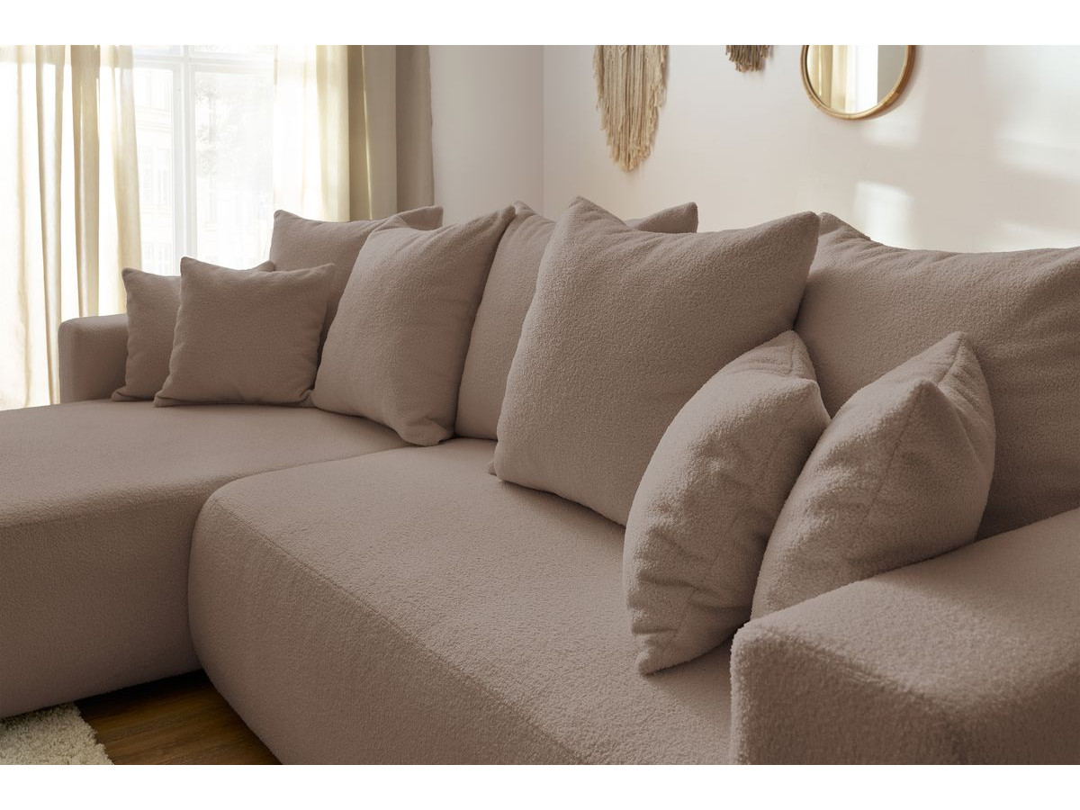 Canapé d'angle réversible convertible coffre ENVY tissu bouclette doux